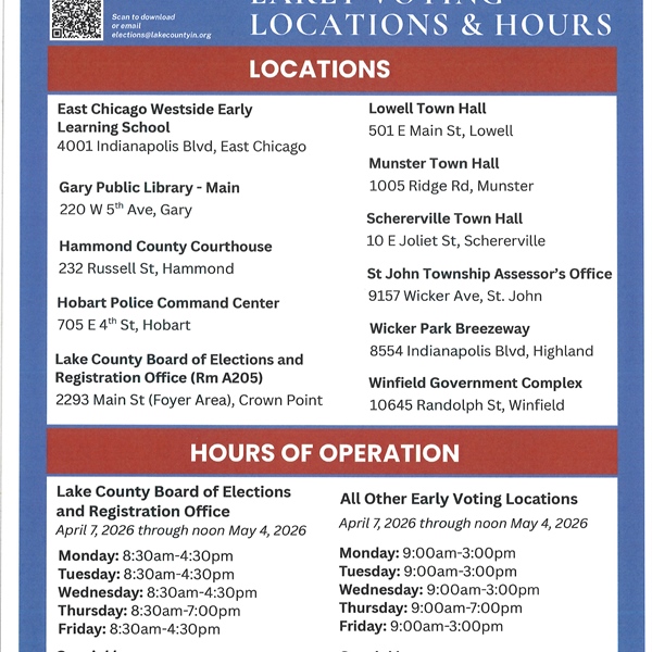2026 Primary Early Voting Locations & Hours