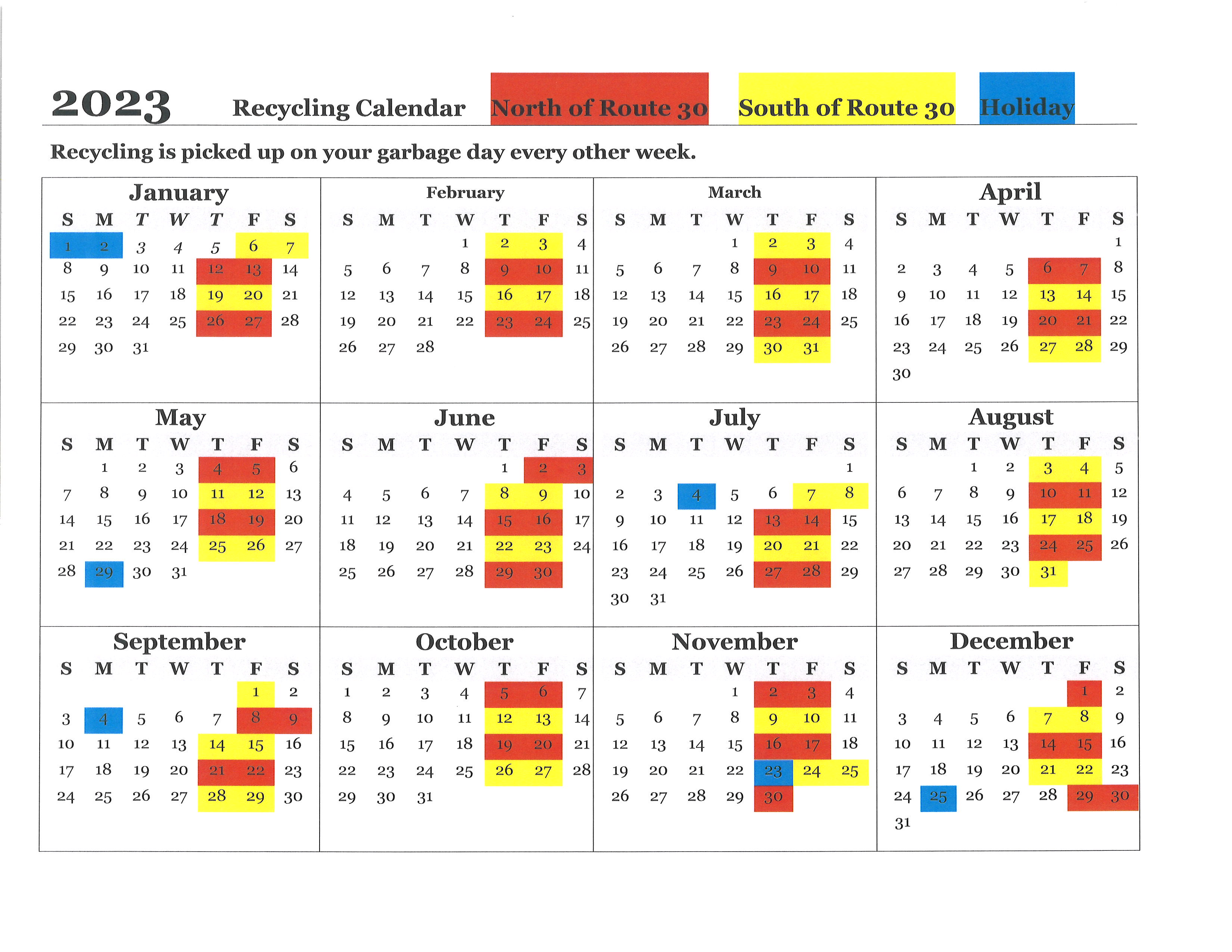 Brookhaven Recycling Calendar